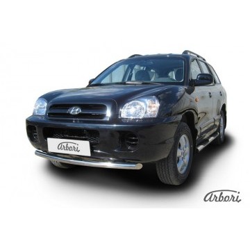 Защита переднего бампера d57 Arbori нерж. сталь для Hyundai SANTA-FE Classic (Таганрог) 2000-2012