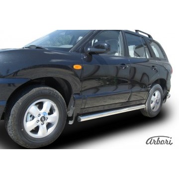 Защита порогов d76 труба Arbori нерж. сталь для Hyundai SANTA-FE Classic (Таганрог) 2000-2012