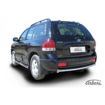 Защита заднего бампера d57 Arbori нерж. сталь для Hyundai SANTA-FE Classic (Таганрог) 2000-2012