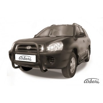 Кенгурятник d57 высокий   Arbori черн. для Hyundai SANTA-FE Classic (Таганрог) 2000-2012