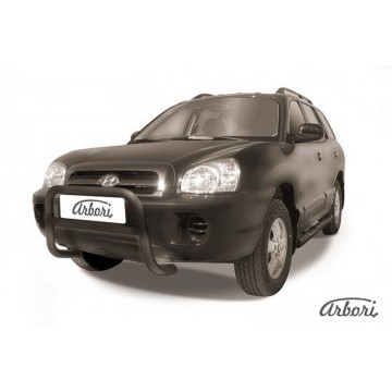 Кенгурятник d57 низкий   Arbori черн. для Hyundai SANTA-FE Classic (Таганрог) 2000-2012