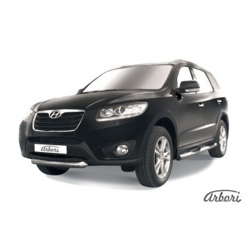 Защита переднего бампера d57 короткая Arbori нерж. сталь для Hyundai SANTA-FE 2010-2012