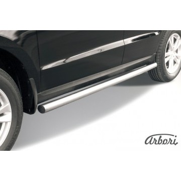 Защита порогов d57 труба  Arbori нерж. сталь для Hyundai SANTA-FE 2010-2012