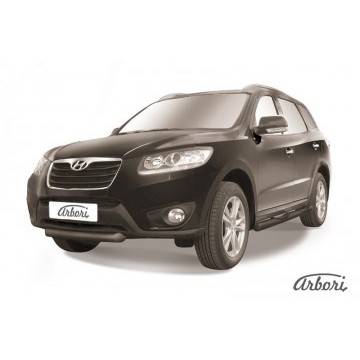 Защита переднего бампера d57 короткая Arbori черн. для Hyundai SANTA-FE 2010-2012