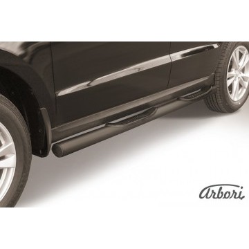 Защита порогов d76 с проступями Arbori черн. для Hyundai SANTA-FE 2010-2012