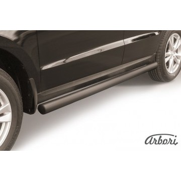 Защита порогов d76 труба  Arbori черн. для Hyundai SANTA-FE 2010-2012