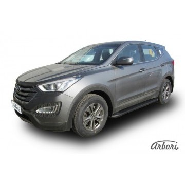 Комплект алюминиевых порогов Arbori Optima Black 1800 для HYUNDAI Santa Fe 2012-2016