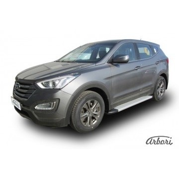 Комплект алюминиевых порогов Arbori Optima Silver 1800 для HYUNDAI Santa Fe 2012-2016