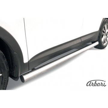 Защита порогов d76 труба Arbori нерж. сталь для Hyundai SANTA-FE 2012-2018