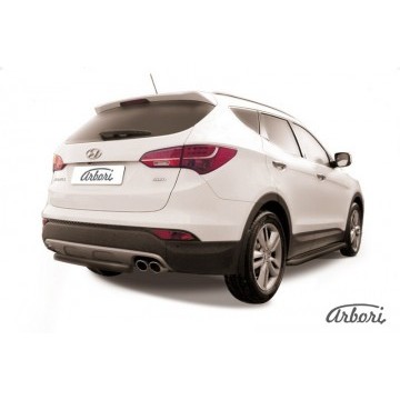 Защита заднего бампера d57 короткая Arbori черн. для Hyundai SANTA-FE 2012-2018