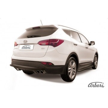 Защита заднего бампера d57 длинная Arbori черн. для Hyundai SANTA-FE 2012-2018