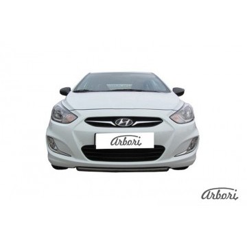 Защита переднего бампера d42 Arbori черн. для Hyundai SOLARIS 2014-2017