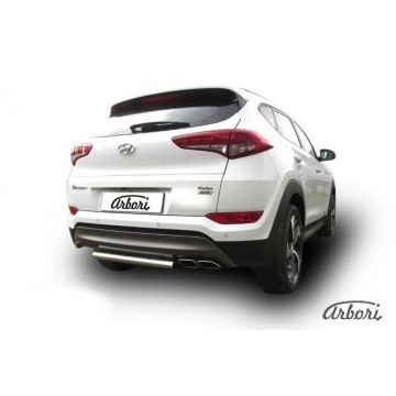 Защита заднего бампера d57 короткая Arbori нерж. сталь для HYUNDAI Tucson 2015-2018
