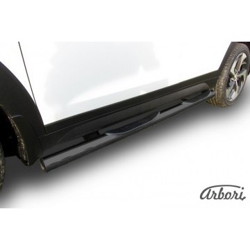 Защита порогов d76 с проступями Arbori черн. для HYUNDAI Tucson 2015-2018