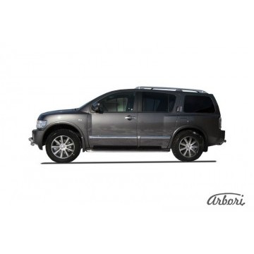Защита штатного порога d42 Arbori нерж. сталь для Infiniti QX-56 2004-2010