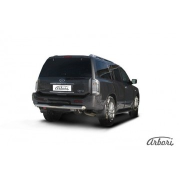 Защита заднего бампера d76 c проступями Arbori нерж. сталь для Infiniti QX-56 2004-2010
