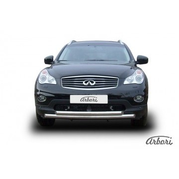 Защита переднего бампера d57+d57 двойная   Arbori нерж. сталь для Infiniti EX-35 2008-2013