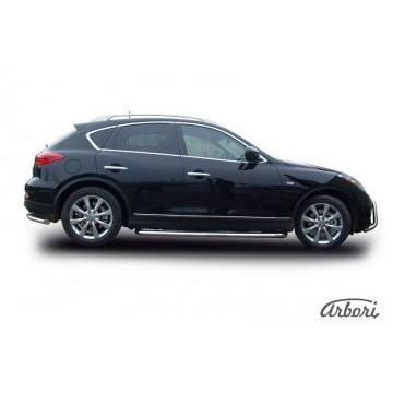 Защита порогов d57 с листом  Arbori нерж. сталь для Infiniti EX-35 2008-2013