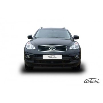 Защита переднего бампера d57+d57 двойная широкая Arbori черн. для Infiniti EX-35 2008-2013