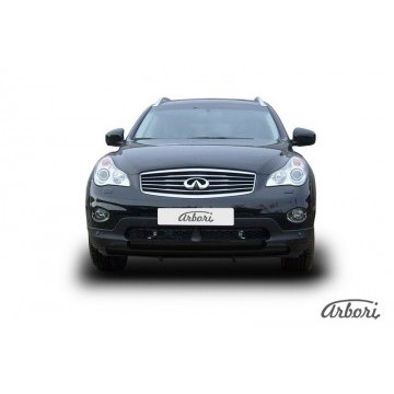 Защита переднего бампера d57+d57 двойная   Arbori черн. для Infiniti EX-35 2008-2013