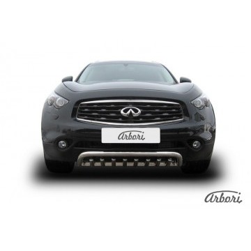 Защита переднего бампера d57 с защитой картера  Arbori нерж. сталь для Infiniti FX-35; FX50 2008-2013