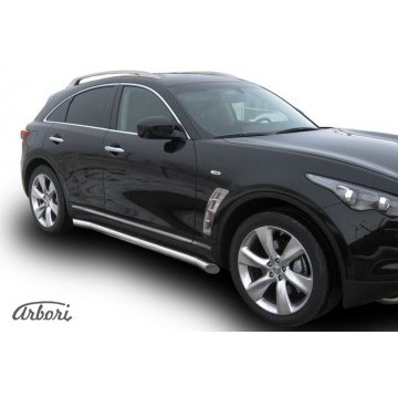 Защита порогов d76 с гибами  Arbori нерж. сталь для Infiniti FX-35; FX50 2008-2013