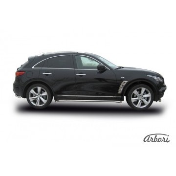 Защита порогов d57 с гибами  Arbori нерж. сталь для Infiniti FX-35; FX50 2008-2013