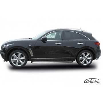 Защита порогов d57 с листом  Arbori нерж. сталь для Infiniti FX-35; FX50 2008-2013