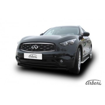 Защита переднего бампера d76+d57 двойная  Arbori черн. для Infiniti FX-35; FX50 2008-2013