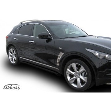 Защита порогов d76 с гибами  Arbori черн. для Infiniti FX-35; FX50 2008-2013