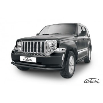 Защита переднего бампера d76+d57 Arbori черн. для Jeep CHEROKEE KK 2007-2012