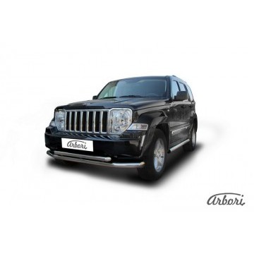 Защита переднего бампера d76+d57 Arbori нерж. сталь для Jeep CHEROKEE KK 2007-2012