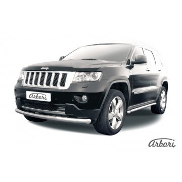 Защита переднего бампера d76 радиусная  Arbori нерж. сталь для JEEP Grand Cherokee 2011-2013